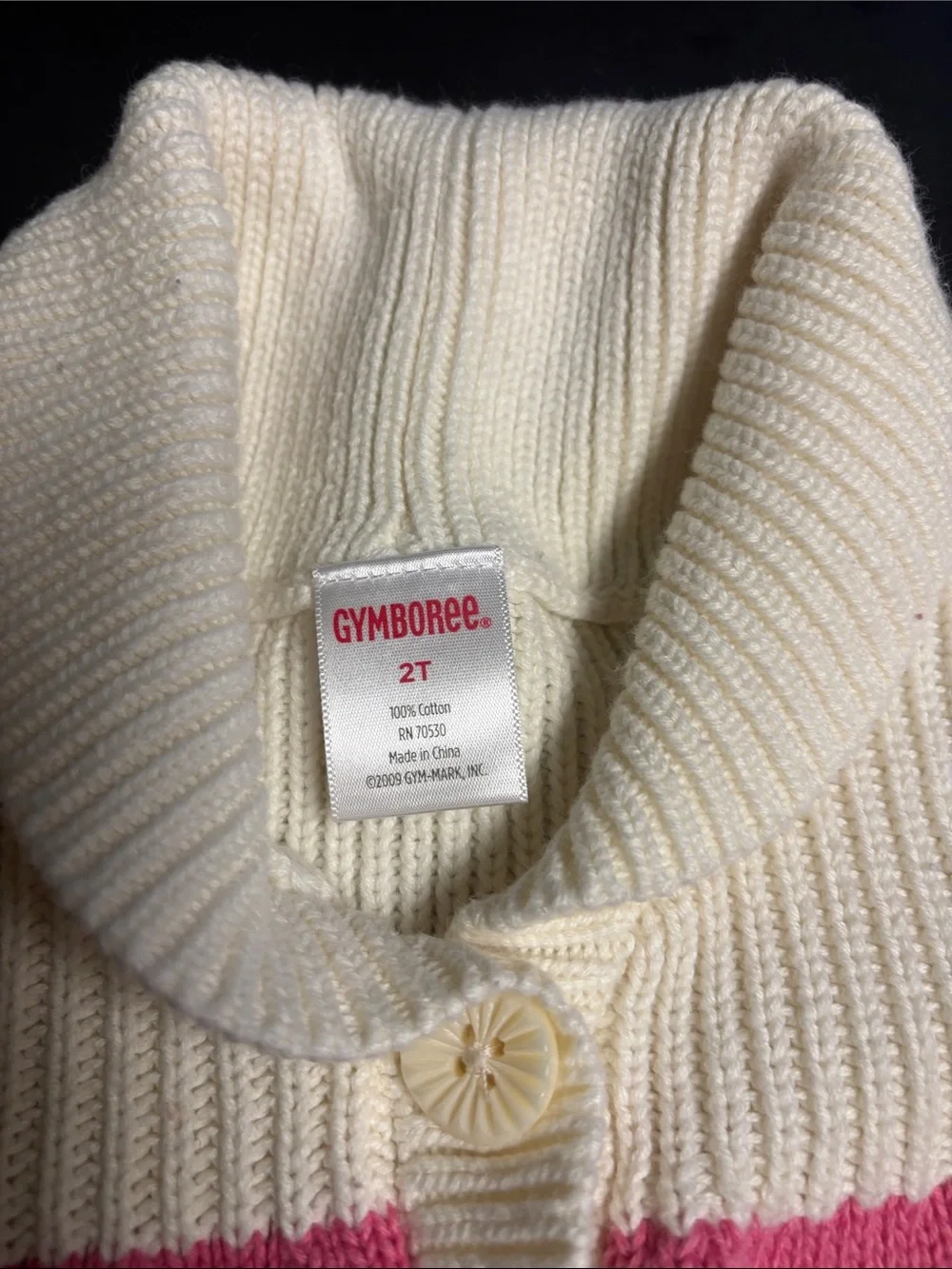 Gymboree Cream, Pink & Brown Striped Knit Cardigan